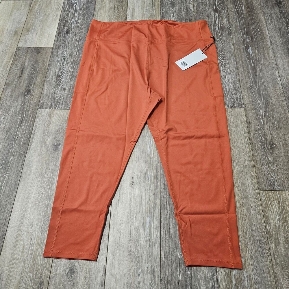 Girlfriend Collective Laguna Luxe High Rise Capri Orange Womens 5XL Plus Pockets